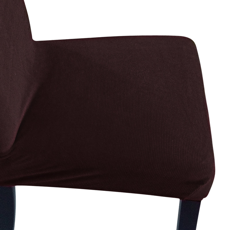 8x Stretch Corduroy Dining Chair Cover Seat Cover Protector Slipcovers Chocolate