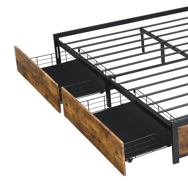 Levede Metal Bed Frame Mattress Base Platform Wooden 4 Drawers Double