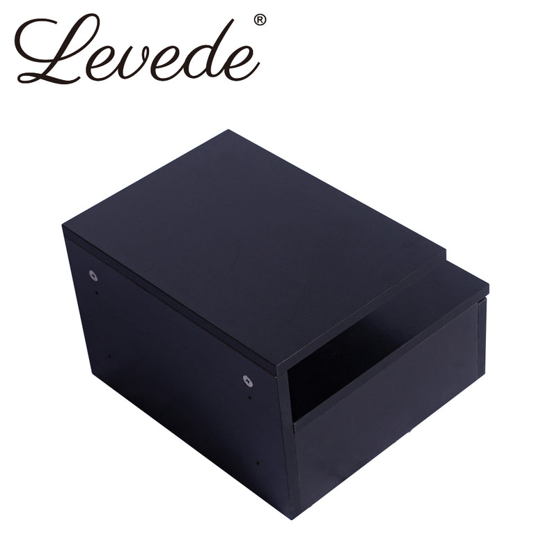 Levede Bedside Tables LED Side Table Storage Drawer Floating Nightstand Black X2