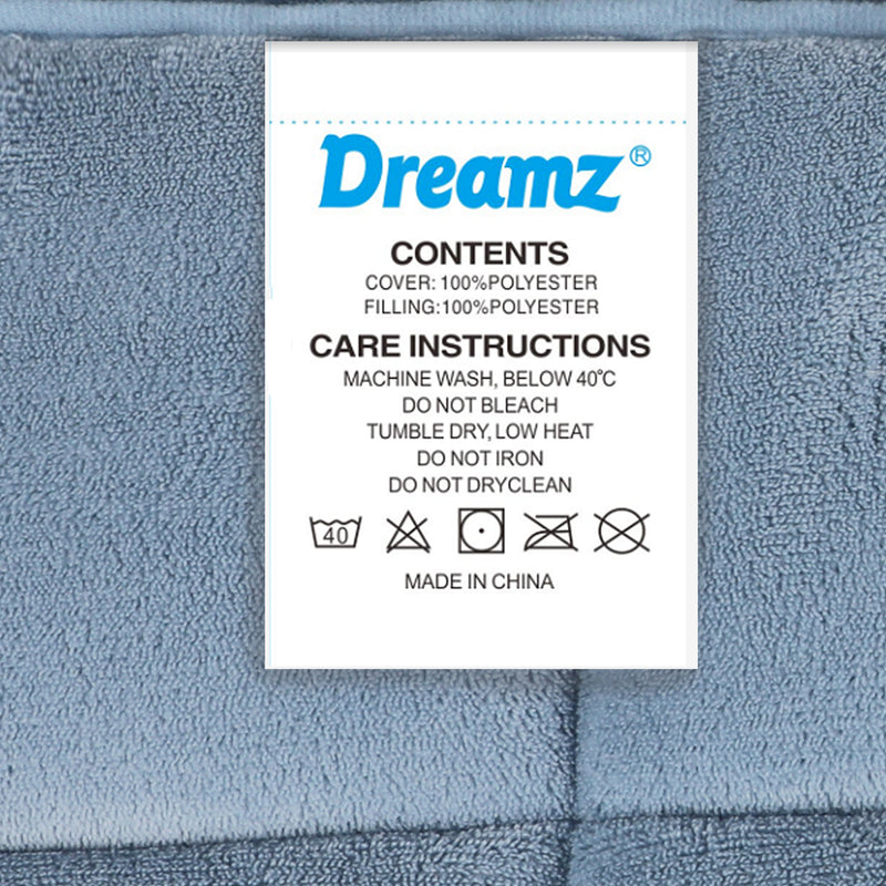 DreamZ Quilt Doona Comforter Blanket Velvet Winter Warm King Bedding Blue 500GSM