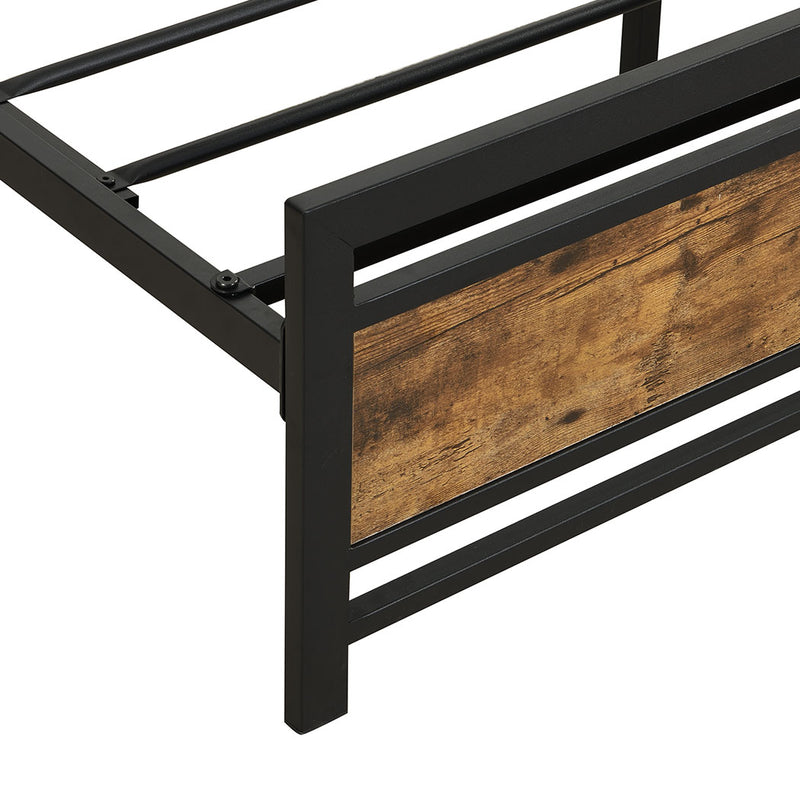 Levede Metal Bed Frame Double Size Mattress Base Platform Wooden Headboard Black