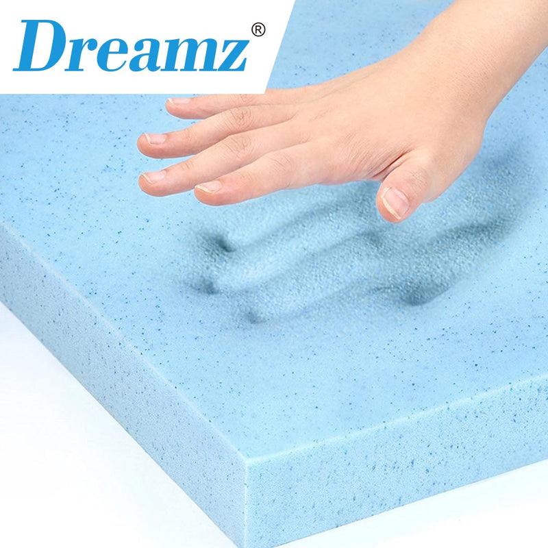 DreamZ 8cm Thickness Cool Gel Memory Foam Mattress Topper Bamboo Fabric Single