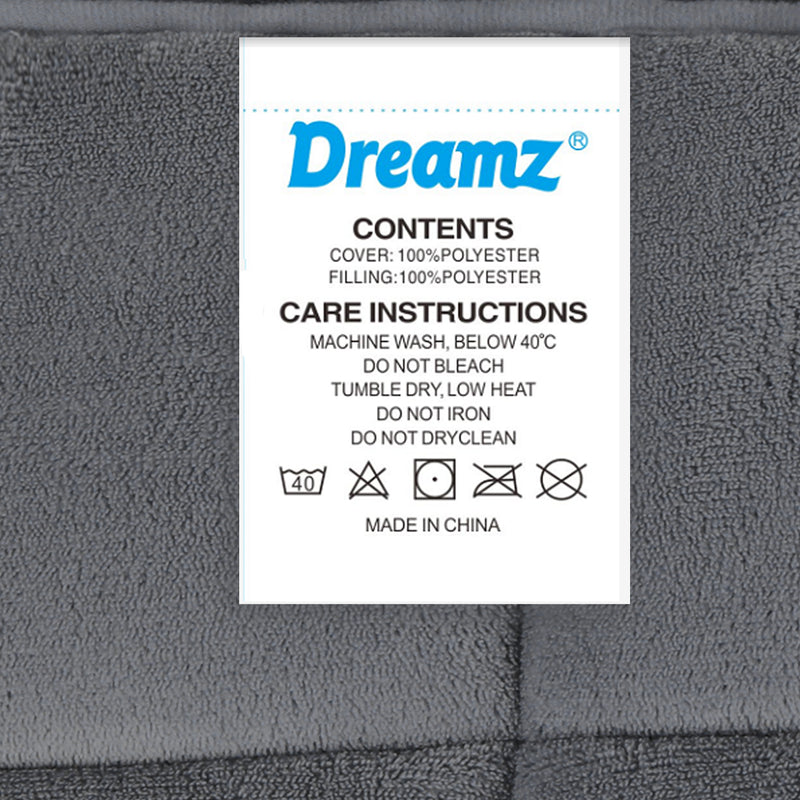 DreamZ Quilt Doona Comforter Blanket Velvet Winter Warm Queen Bedding Grey