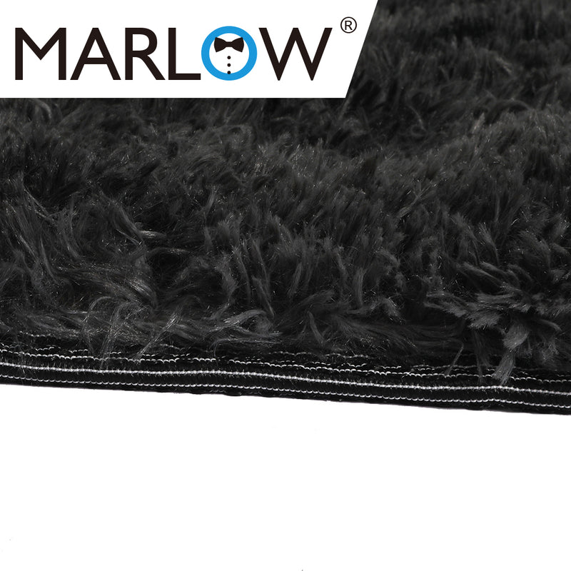 Marlow Floor Rug Shaggy Rugs Soft Large Carpet Area Tie-dyed 120x160cm Black