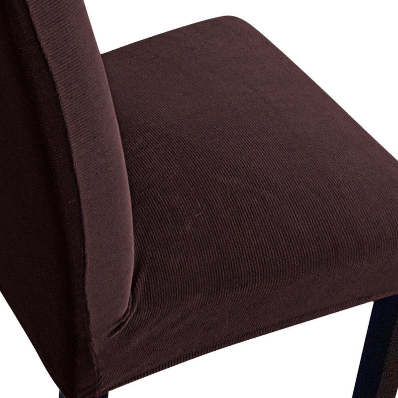 8x Stretch Corduroy Dining Chair Cover Seat Cover Protector Slipcovers Chocolate