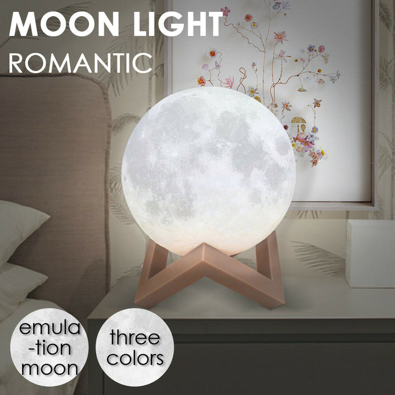 3D Magical Moon Lamp USB LED Night Light Moonlight Touch Sensor 20cm Diameter