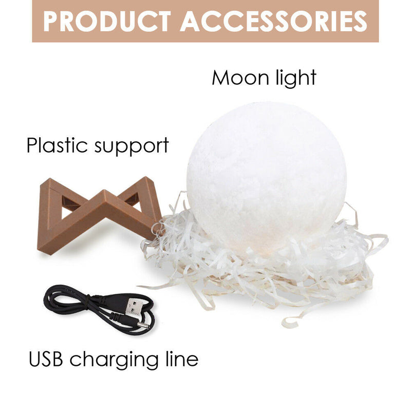 3D Magical Moon Lamp USB LED Night Light Moonlight Touch Sensor 20cm Diameter