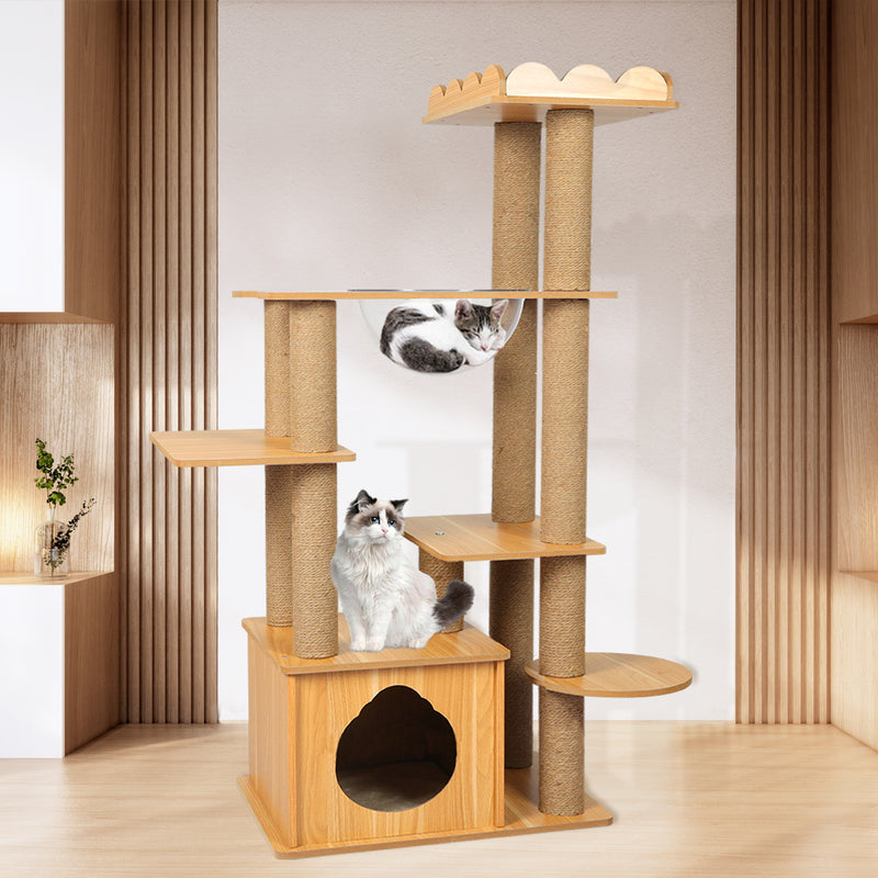 PaWz Cat Tree Scratching Post Scratcher Cats Tower Wood Condo Toys House 130cm