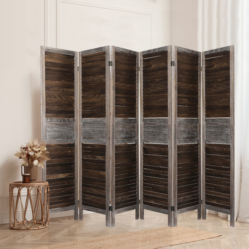 Levede 6 Panel Room Divider Folding Screen Privacy Dividers Stand Wood Brown