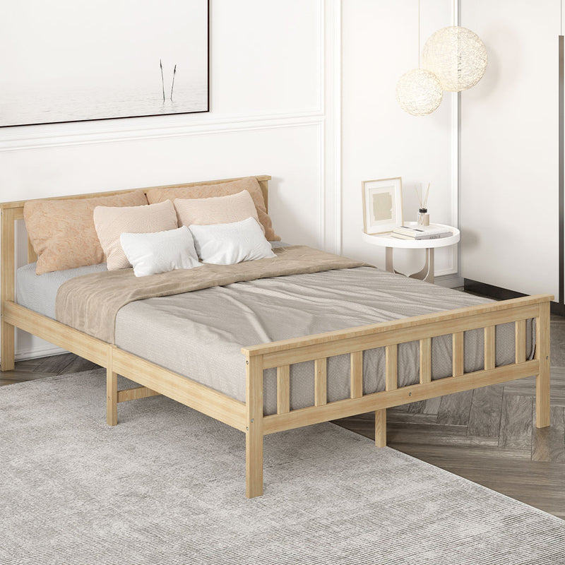 Levede Wooden Bed Frame Queen Size Mattress Base Solid Timber Pine Wood Natural