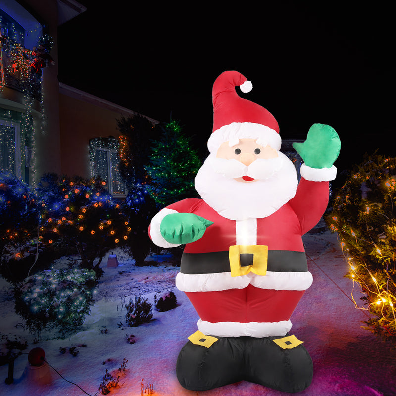 Santaco Inflatable Christmas Decor Waving Santa 1.35M LED Lights Xmas Party