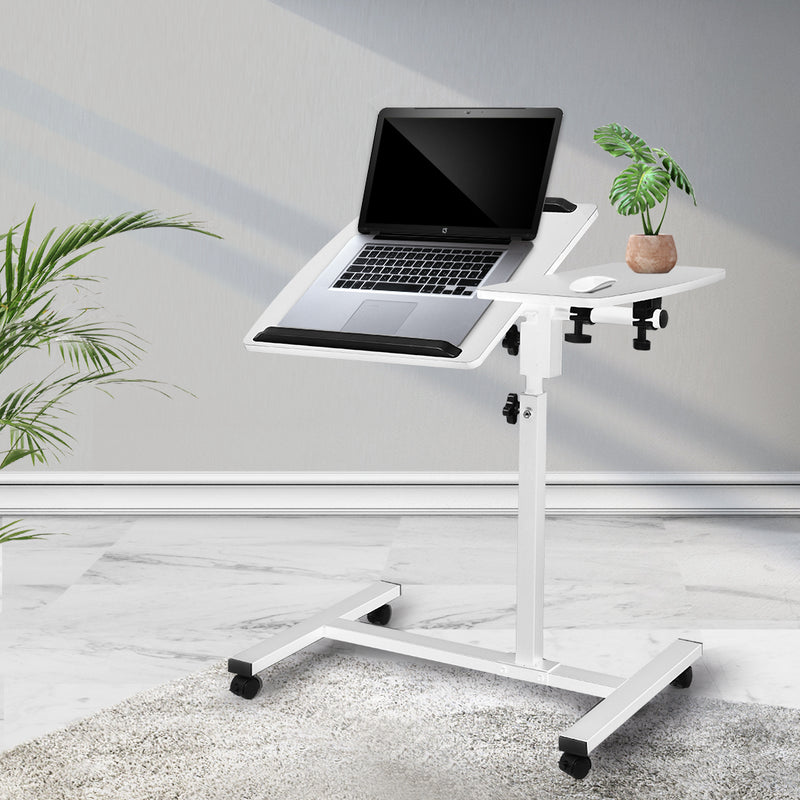 Levede Mobile Laptop Desk Adjustable Computer Table Stand Office Study Bed White