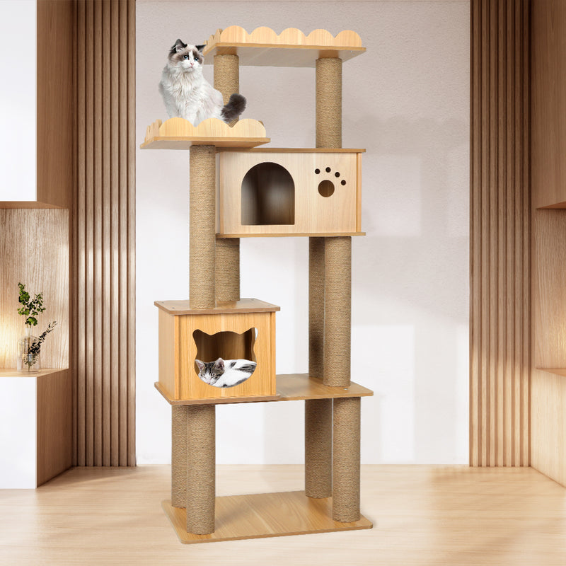 PaWz Cat Tree Scratching Post Scratcher Cats Tower Wood Condo Toys House 155cm