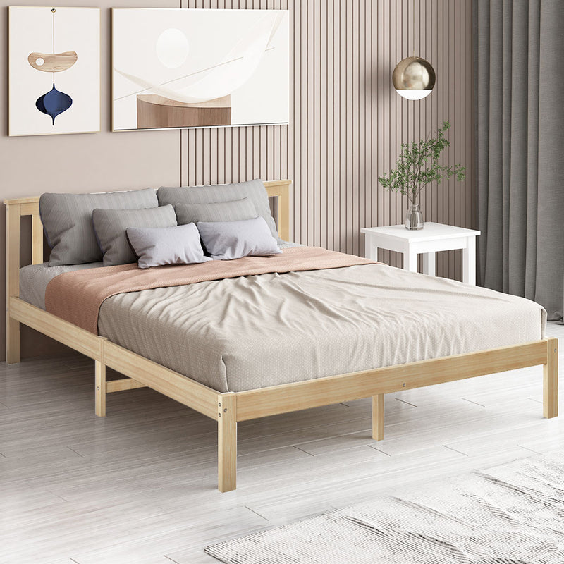 Levede Wooden Bed Frame King Single Full Size Mattress Base Timber Natural