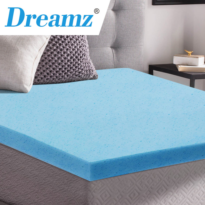 DreamZ 8cm Thickness Cool Gel Memory Foam Mattress Topper Bamboo Fabric Single