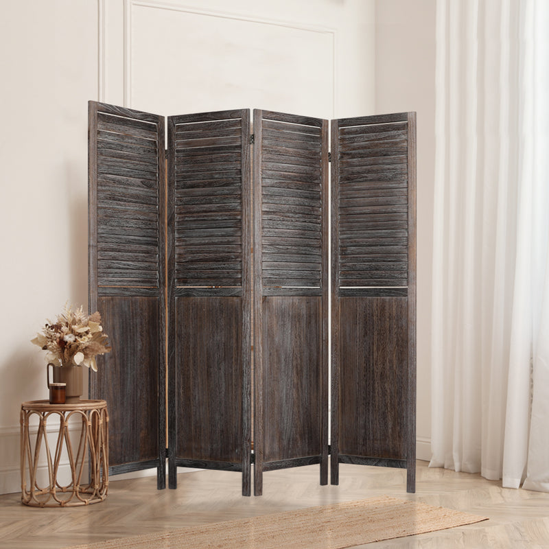 Levede 4 Panel Room Divider Folding Screen Privacy Dividers Stand Wood Brown