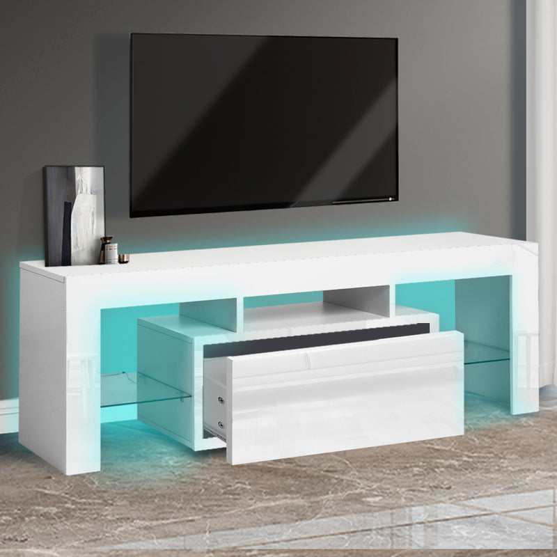 Levede TV Cabinet Entertainment Unit Stand RGB LED Furniture Wooden Shelf 130cm