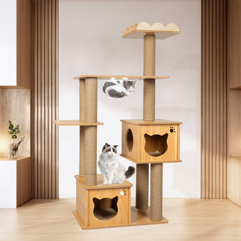 PaWz Cat Tree Scratching Post Scratcher Cats Tower Wood Condo Toys House 138cm