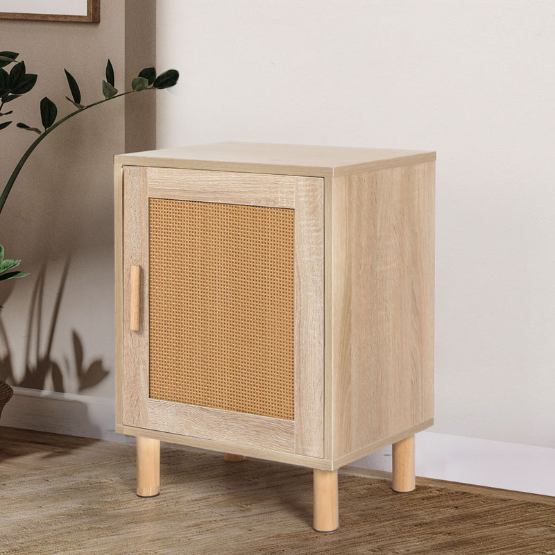 Levede Bedside Tables Rattan Wood Side Table Nightstand Storage Cabinet Bedroom