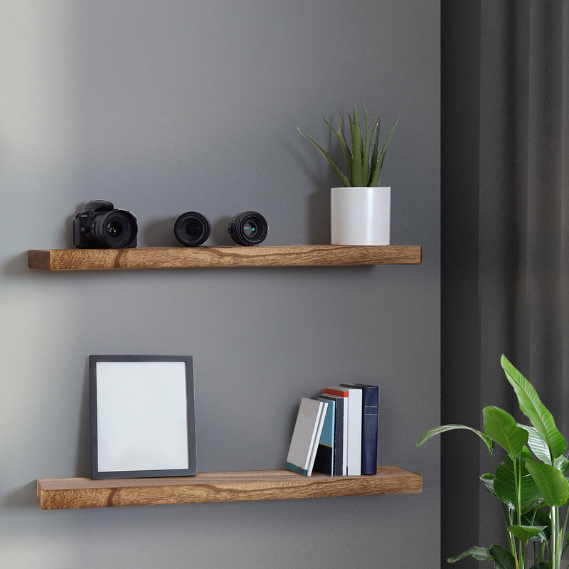 Levede 2Pcs Floating Shelves Wall Mounted Storage Solid Wood Display Shelf