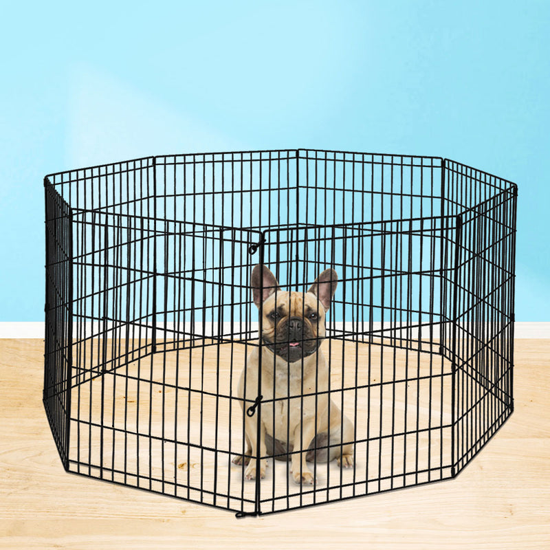 PaWz Pet Dog Playpen Puppy Exercise 8 Panel Fence Black Extension No Door 36"