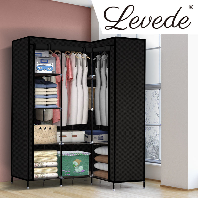 Levede Portable Clothes Closet Wardrobe Space Saver Storage Cabinet Black