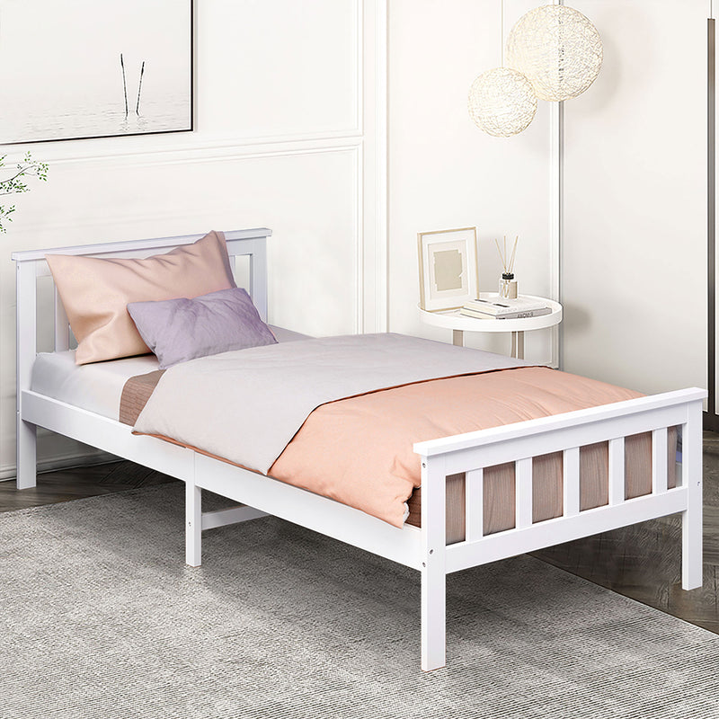 Levede Wooden Bed Frame Single Size Mattress Base Solid  Pine Wood White