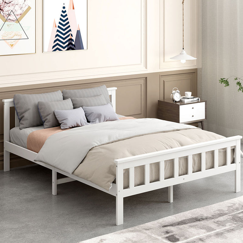 Levede Wooden Bed Frame Double Size Mattress Base Solid Timber Pine Wood White