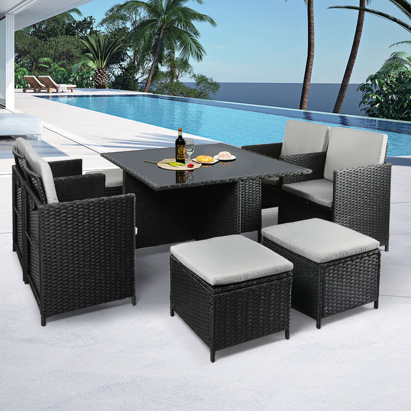 Levede 9PCS Outdoor Table Chair Set Patio Furniture Dining Setting Garden Lounge