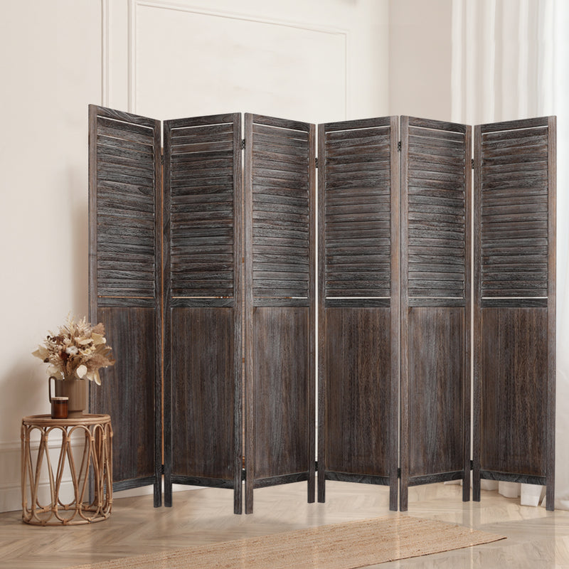 Levede 6 Panel Room Divider Folding Screen Privacy Dividers Stand Wood Brown