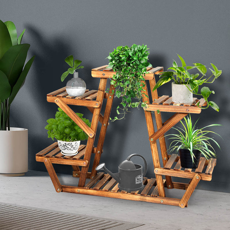 Levede 4-Tier Plant Stand Wood Wooden Pine Shelf Flower Pots Rack Indoor Garden