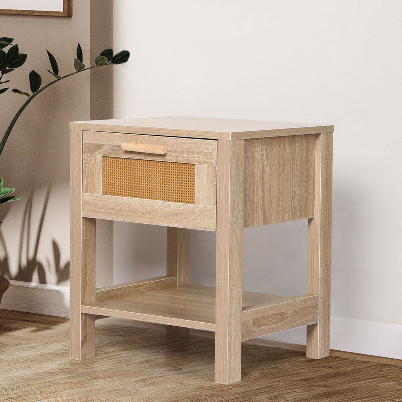 Levede Bedside Tables Rattan Wood Drawers Nightstand Storage Cabinet Bedroom