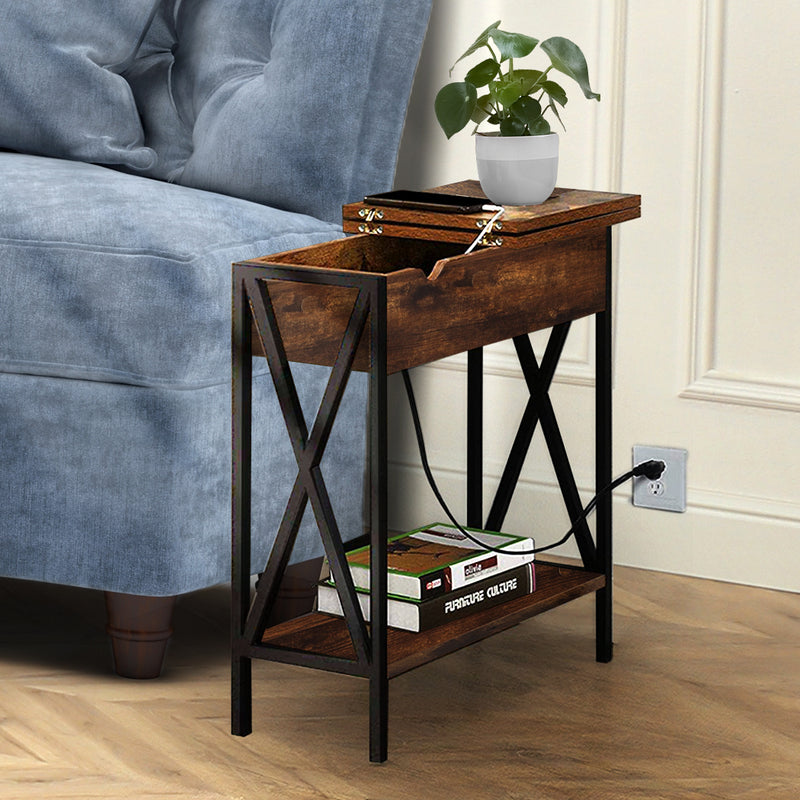 Levede Side End Table Bedside Tables Wood Nightstand Storage Cabinet USB Charge