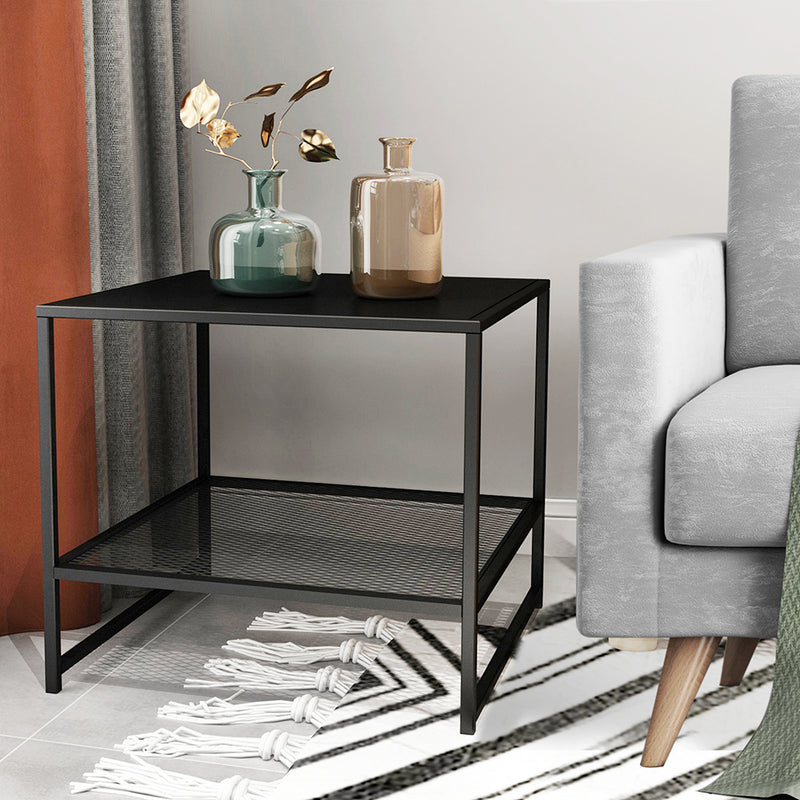 Levede 2-Tier Side Table Open Design Steel Home Shelf Compact Storage End Table