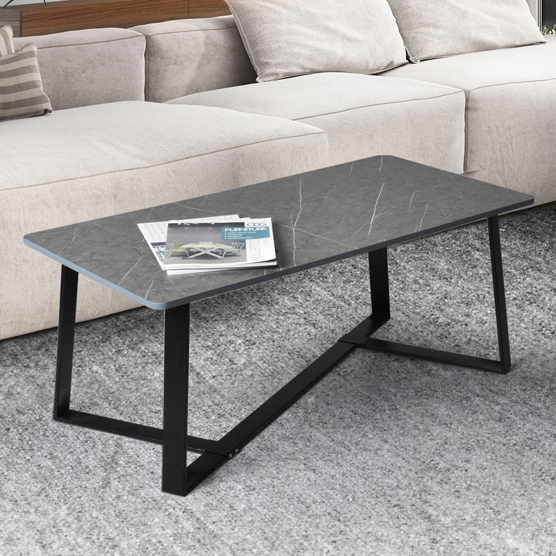 Levede Coffee Table Storage Dining Table Industrial Steel Legs Grey 100CMX50CM