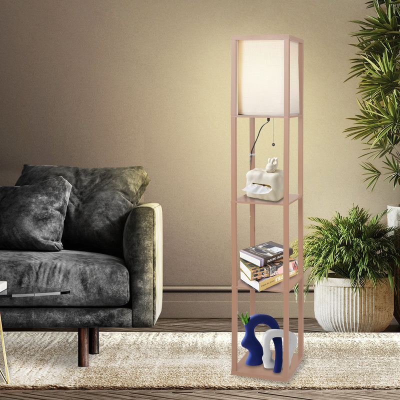 EMITTO LED Floor Lamp with Storage Shelf 3 Tier Standing Reading Corner Light