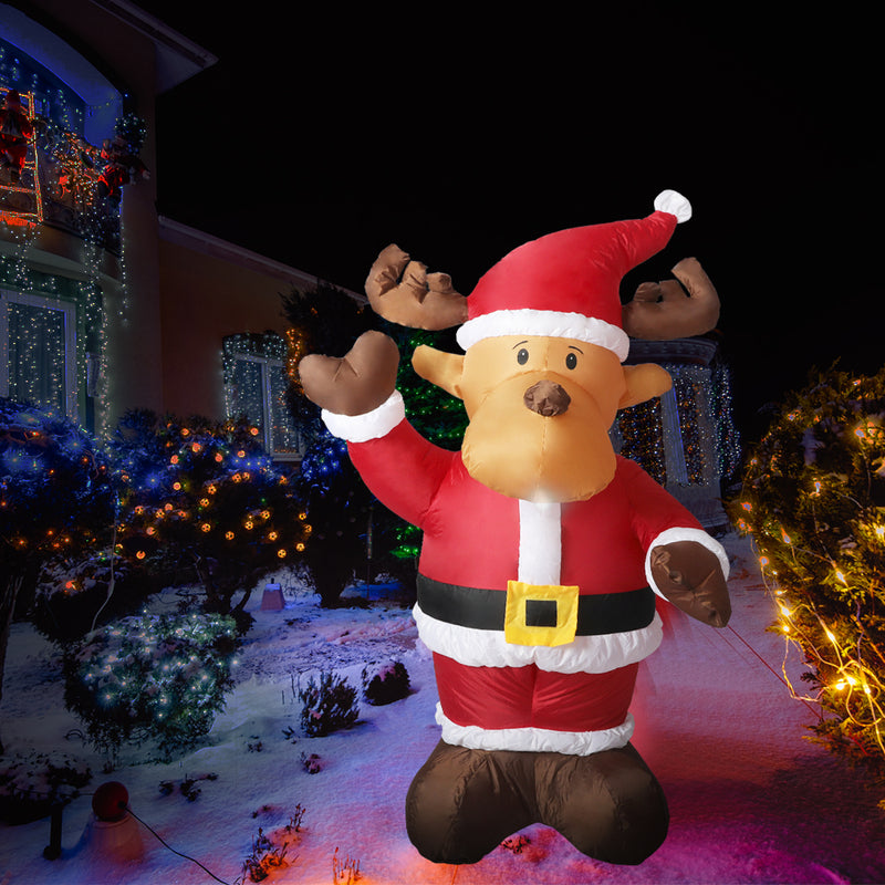 Santaco Inflatable Christmas Decor Santa Reindeer 1.35M LED Lights Xmas Party