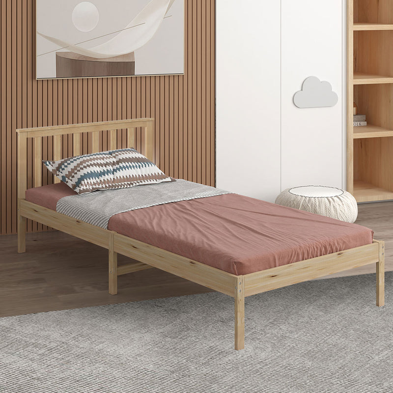 Levede Wooden Bed Frame Single Full Size Mattress Base Timber Natural