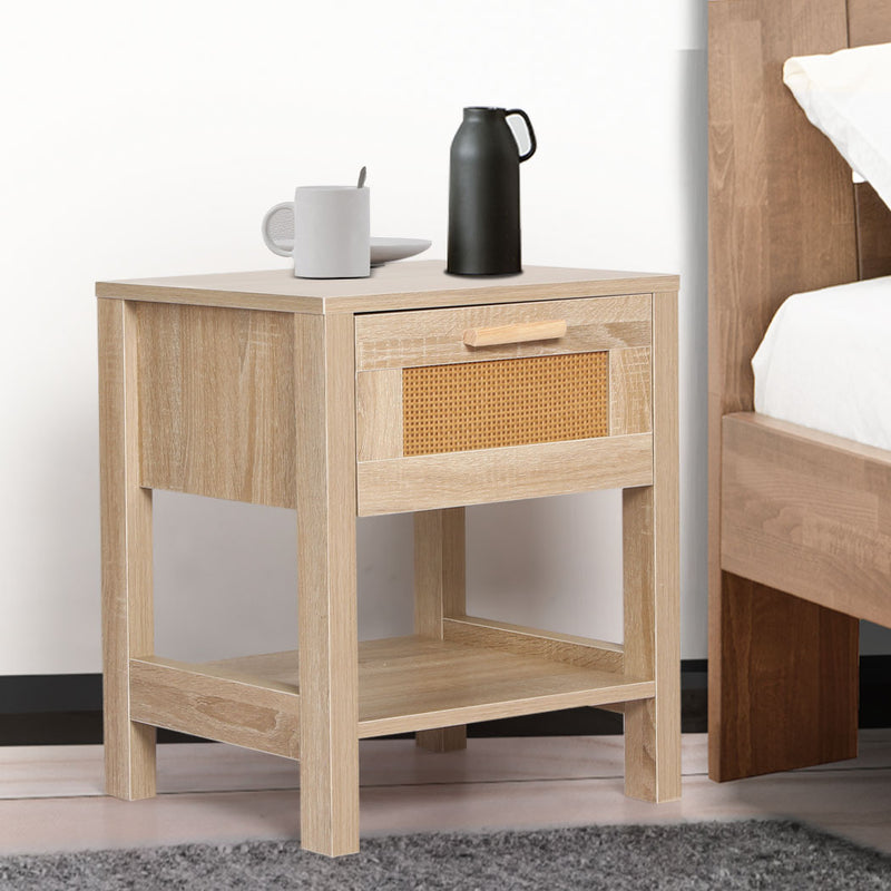 Levede Bedside Tables Rattan Wood Drawers Nightstand Storage Cabinet Bedroom