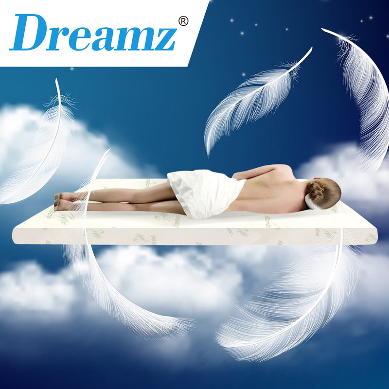 DreamZ 5cm Thickness Cool Gel Memory Foam Mattress Topper Bamboo Fabric Single