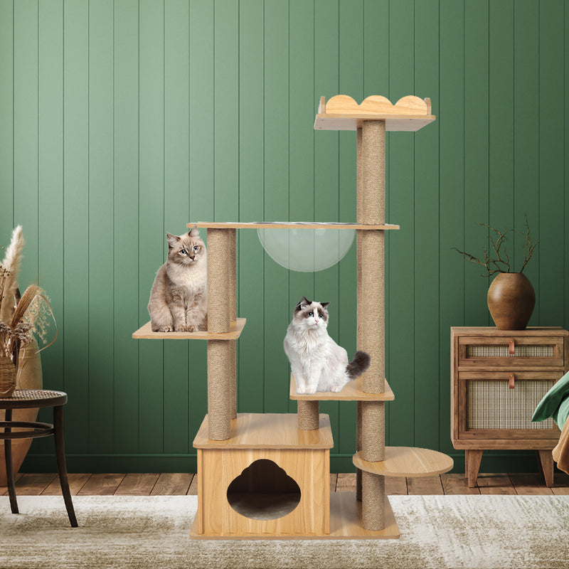 PaWz Cat Tree Scratching Post Scratcher Cats Tower Wood Condo Toys House 130cm