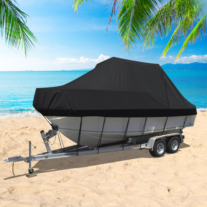 Boat Cover 12-14 FT Trailerable Weatherproof 600D Jumbo Marine Heavy Duty