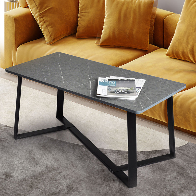 Levede Coffee Table Storage Dining Table Industrial Steel Legs Grey 100CMX50CM