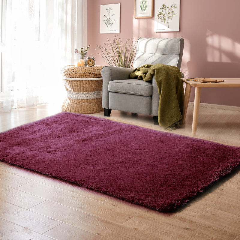 Designer Soft Shag Shaggy Floor Confetti Rug Carpet Decor 120x160cm Burgundy