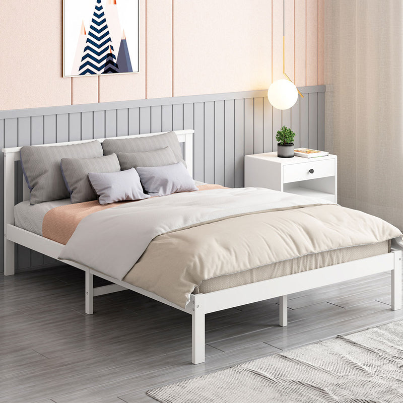 Levede Wooden Bed Frame Double Full Size Mattress Base Timber White