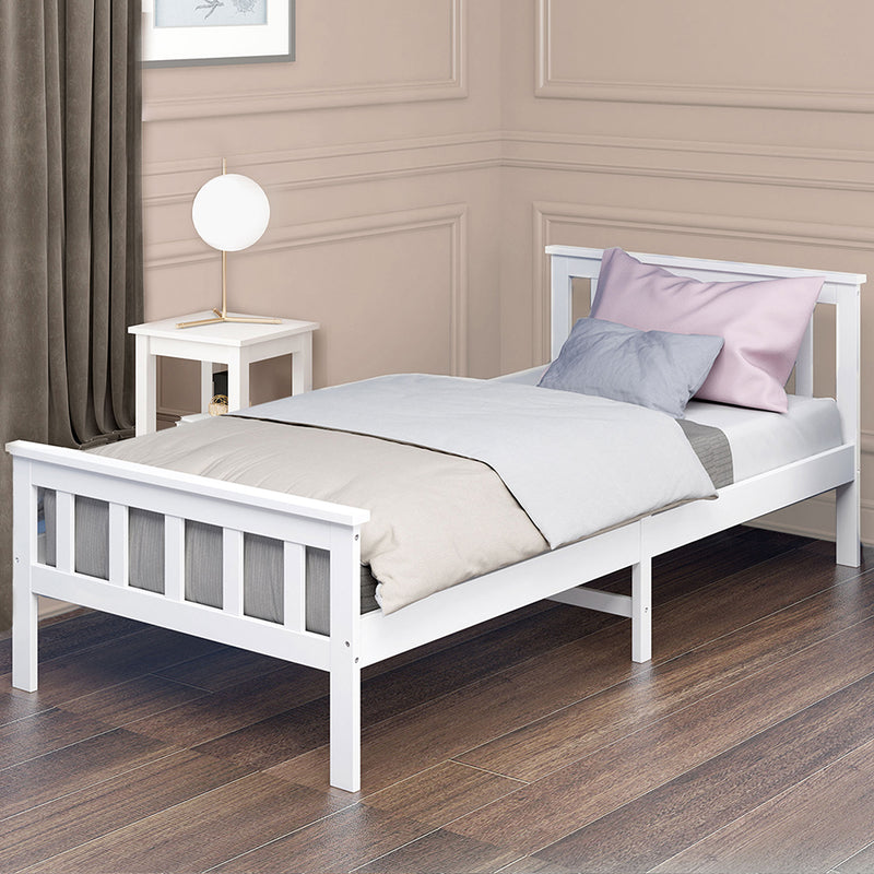 Levede Wooden Bed Frame Single Size Mattress Base Solid  Pine Wood White