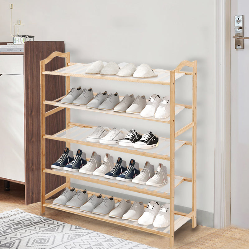 Levede Bamboo Shoe Rack Storage Wooden Organizer Shelf Stand 5 Tiers Layers 90cm