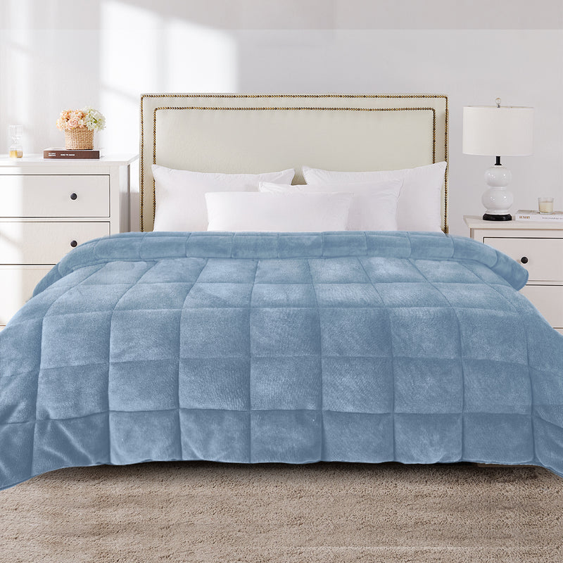 DreamZ Quilt Doona Comforter Blanket Velvet Winter Warm Super King Bedding Blue