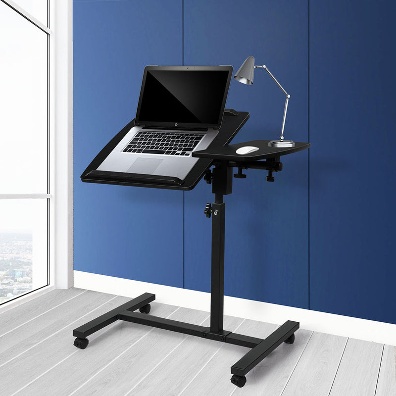 Levede Mobile Laptop Desk Adjustable Computer Table Stand Office Study Bed Black