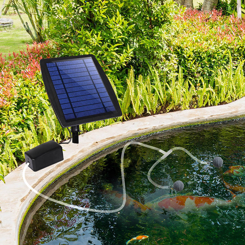 Lambu Solar Oxygenator Air Pump Powered Pool Water Pond Outdoor Fish Oxygen Tank